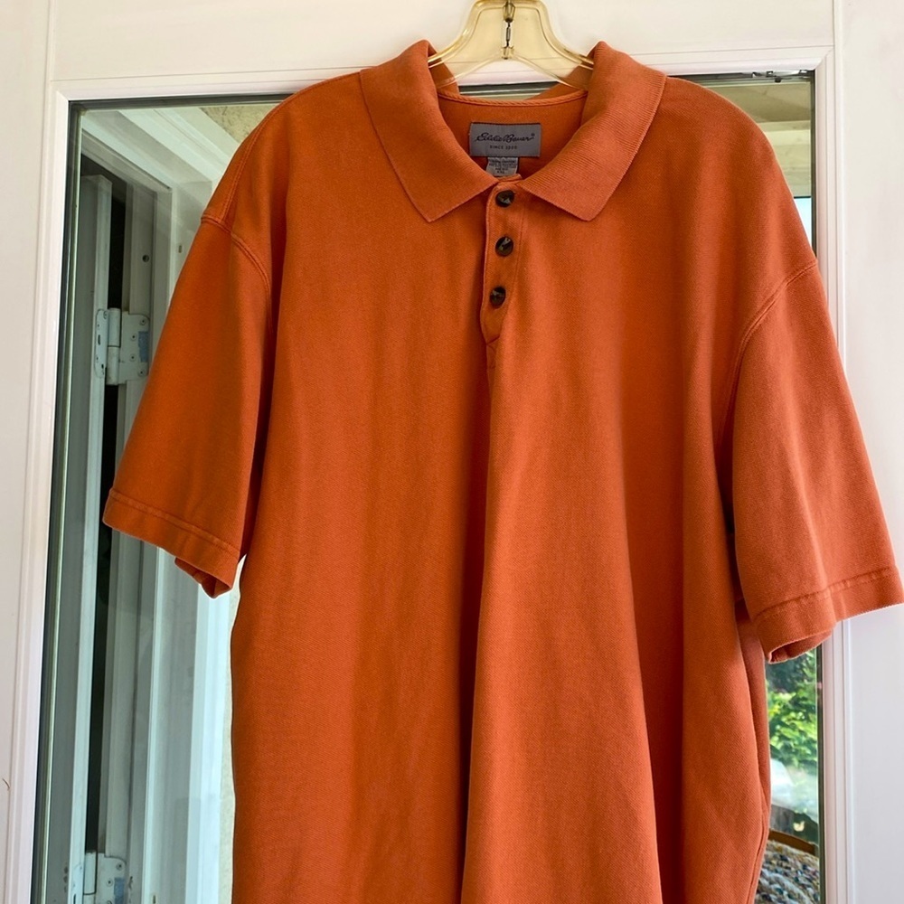 VINTAGE EDDIE BAUER MEN’S ORANGE SHORT SLEEVE 100% COTTON POLO SHIRT XXL… - Picture 3 of 10
